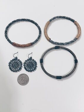 Lucky Brand Boho leather-wrapped bracelet and earrings set
